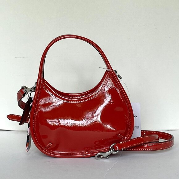 Coach Coachtopia Mini Ergo Crinkle Patent Bag Deep Orange CQ832 - Picture 2 of 12